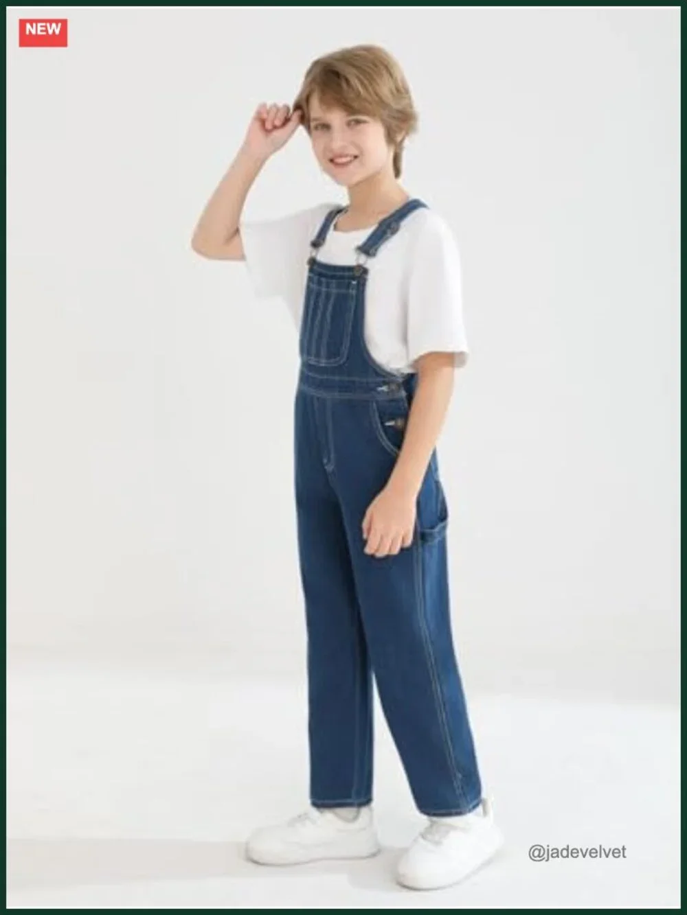 Boys Denim Bib Overalls Adjustable Straps with Pockets